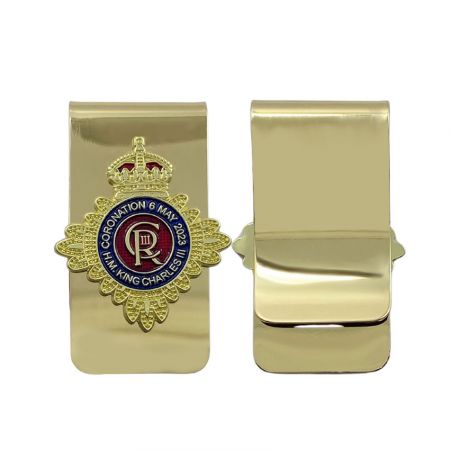 Brass Emblem Metal Bill Clip - custom royal emblem metal money clip for cash and credit card