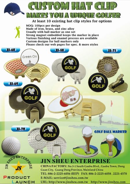 Clips de casquette de golf personnalisés avec marqueur de balles