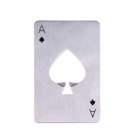 apribottiglie in metallo a forma di carte da poker
