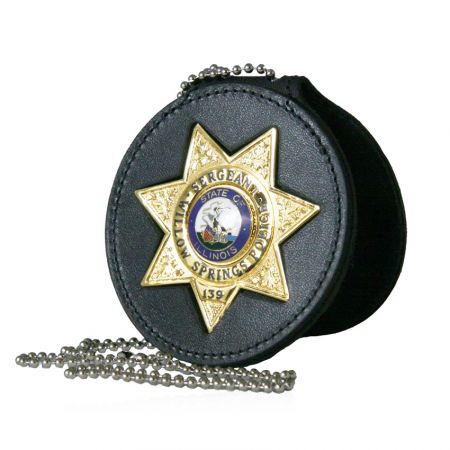 Suportes de crachá de couro com clipe de cinto policial - colar personalizado para crachá policial