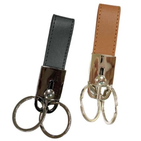 Leather Keychain with Detachable Rings
