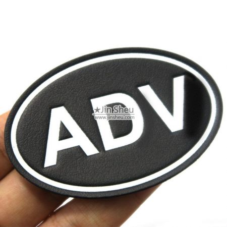 personalize white embossed logo leather label