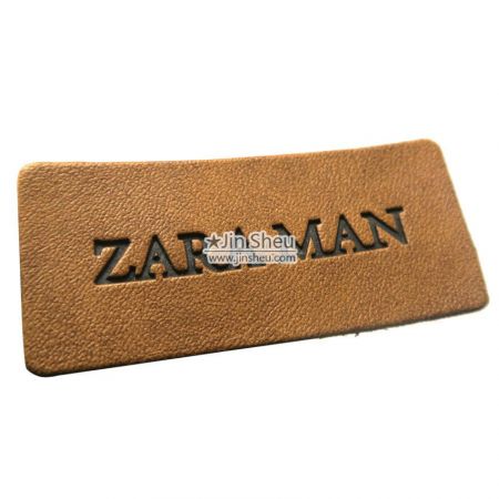tailor made heat pressed logo leather label