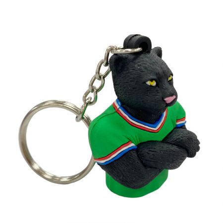 Individueller 3D PVC Black Panther Coach Figuren Schlüsselanhänger
