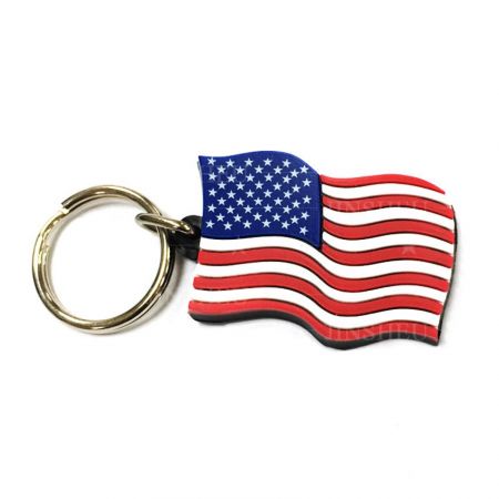 Custom PVC Rubber National Flag Keychain - Custom American Flag Rubber Keychain