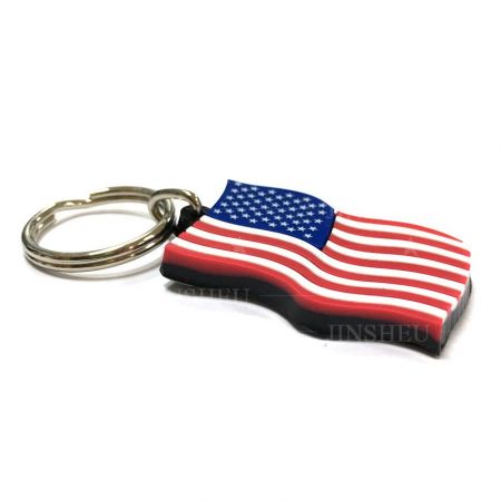 Personalzied USA Flag Rubber Keychain