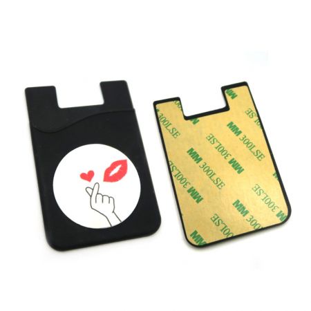custom logo printed silicone card holder for cellphone