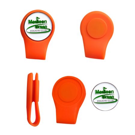 Personalized silicone golf hat clip with ball marker