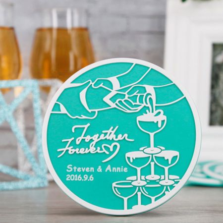 runde Hochzeitsuntersetzer als Werbegeschenke