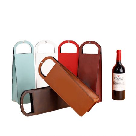 Bolsas de transporte de botellas de vino de cuero - Bolsa de vino de cuero  para una botella, Fabricante de productos promocionales de llaveros y  pines de esmalte
