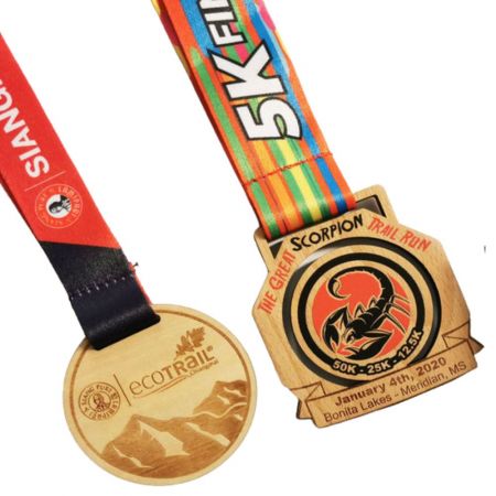 custom wooden medals with ribbon