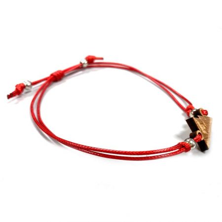 Red Waxed Cord Wooden Bracelet