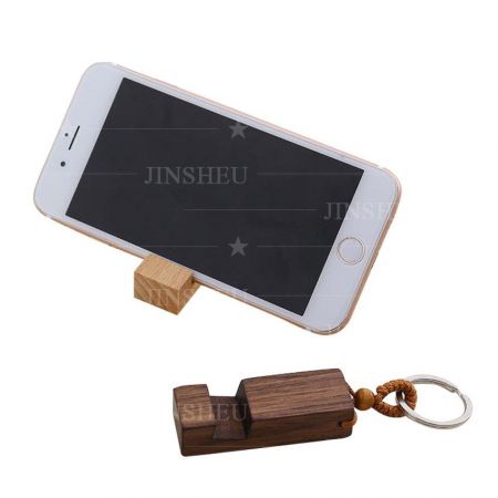 Porte-clés support de téléphone portable en bois - Porte-clés support de téléphone portable en bois