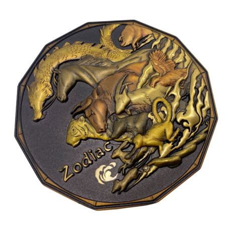 customize antique gold uv printed souvenir coin