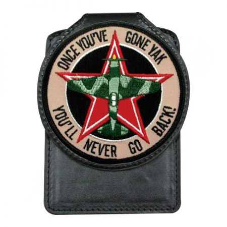 Embroidered Leather Badge Holder