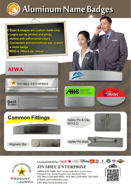 Etiquetas de nombre de aluminio promocionales - Insignias de nombre de aluminio