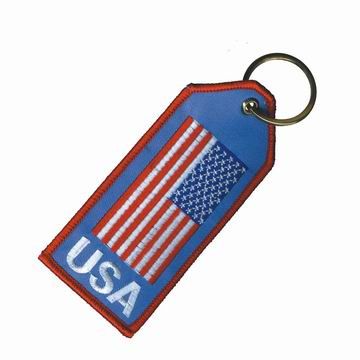 Schlüsselanhänger mit gestickter Länderflagge - Schlüsselanhänger mit bestickter Nationalflagge