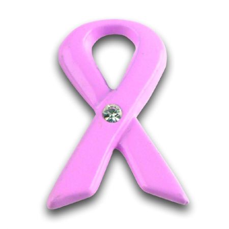 Pink Awareness Ribbon Pin with Gemstone