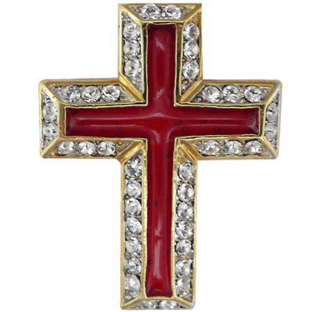 ラインストーン付きの十字架ラペルピン - ラインストーン付きの十字架ラペルピン