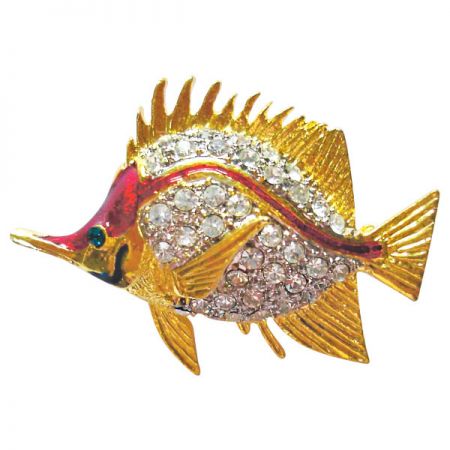 Custom Tropical Fish Gemstone Brooches
