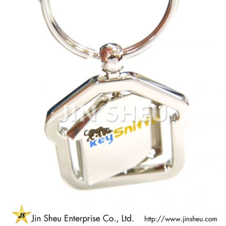 house shaped spining keychain with chain