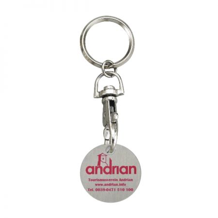 Porte-clés personnalisés en aluminium avec jeton de caddie imprimé - Porte-clés personnalisés en aluminium avec jeton de caddie imprimé