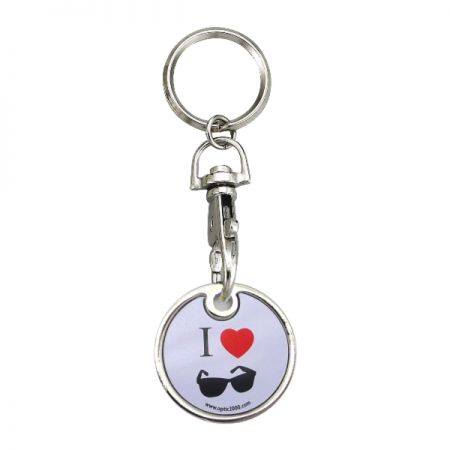 Aluminum Printed Decal Trolley Coin Key Chains