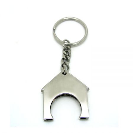Promotional House Shaped Metal Trolley Coin Keyring