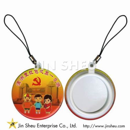 Mirror Button Pin with Strap