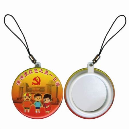 ストラップ付きのミラーボタンピン - ストラップ付きのミラーボタンピン