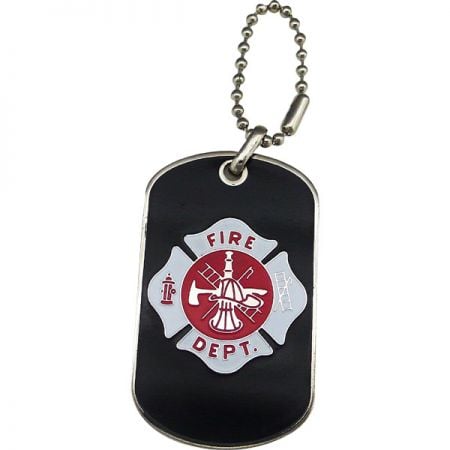 Personalized Dog Tags with Fire Fighter Motif - Fire Dept Firefighter Dog Tags