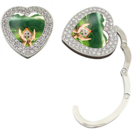 Ganchos de bolsa dobráveis em formato de coração - Ganchos de bolsa dobráveis em formato de coração