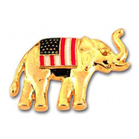 Pin de solapa de estaño en forma de elefante en 3D