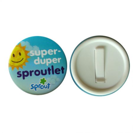 Tin Badges with Plastic Clip - Tin Badges with Plastic Clip