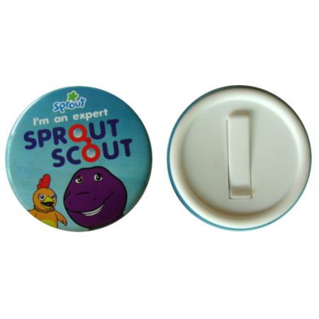 personalized button badge with plastic clip