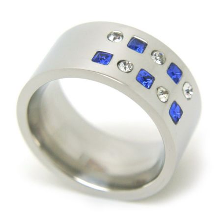 Prosty pierścień - niestandardowa biżuteria granatowy pierścień