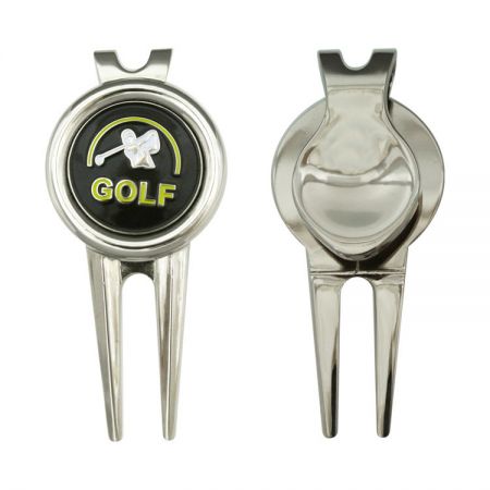 เครื่องมือซ่อมหลุมกอล์ฟที่กำหนดเองและตัวช่วยทำเครื่องหมายลูกกอล์ฟโลโก้