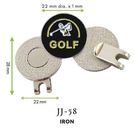 Clipe de chapéu redondo com marcador de bola de golfe - Clipes de chapéu de golfe em forma redonda