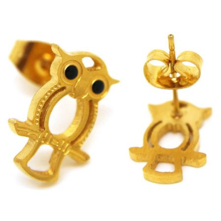 Hoa tai bạc đính hình cú mèo bạc