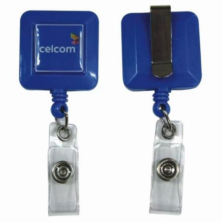 Carrete retráctil para credenciales - Cuadrado de 32mm - Carrete retráctil para credenciales - Cuadrado de 32mm