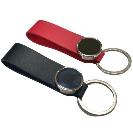 Leather Keyring with a Snap Button - Customized Leather Keychain