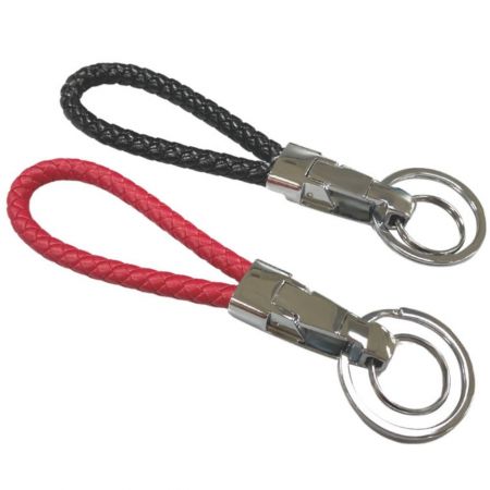 Braided Leather Keychain - Custom Made Leather Key Chain