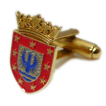 Gemelos de Escudo con Águila en tono dorado, vintage para hombres