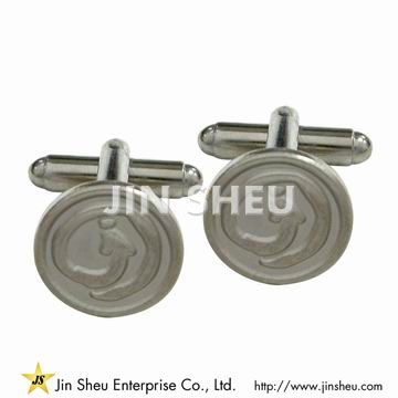 Gemelos de esmalte de castillo en plata de ley