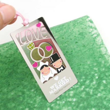 custom photo etched wedding bookmark