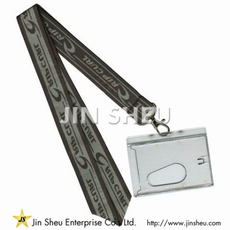 Woven Lanyard Badge Holders - horizontal id badge holder with lanyard, Keychain & Enamel Pins Promotional Products Manufacturer