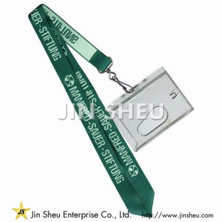 Woven Lanyard Badge Holders - horizontal id badge holder with lanyard, Keychain & Enamel Pins Promotional Products Manufacturer