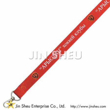 เชือกสักลายโลโก้ที่พิมพ์บนโพลีเอสเตอร์