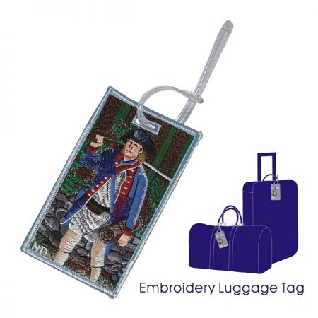 etichetta per borsa in tessuto ricamata