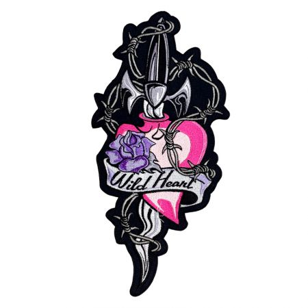 Huy hiệu thêu áo khoác mô tô - Huy hiệu thêu hình trái tim và đao tùy chỉnh cho biker